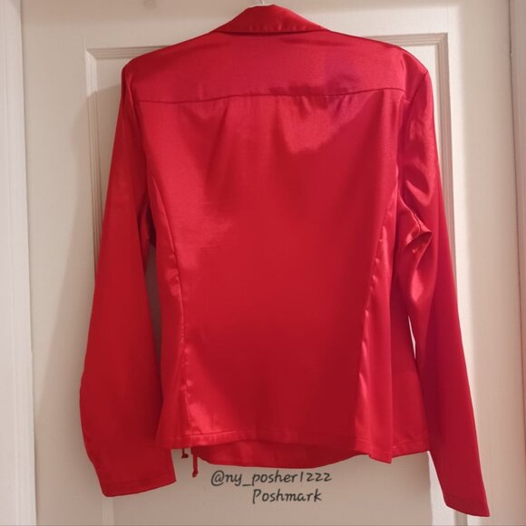 *𝓥𝓲𝓷𝓽𝓪𝓰𝓮 𝐂𝐇𝐑𝐈𝐒𝐓𝐈𝐄 & 𝐉𝐈𝐋𝐋 Wrap Stretch Satin Blouse L 🔴 - Picture 2 of 8